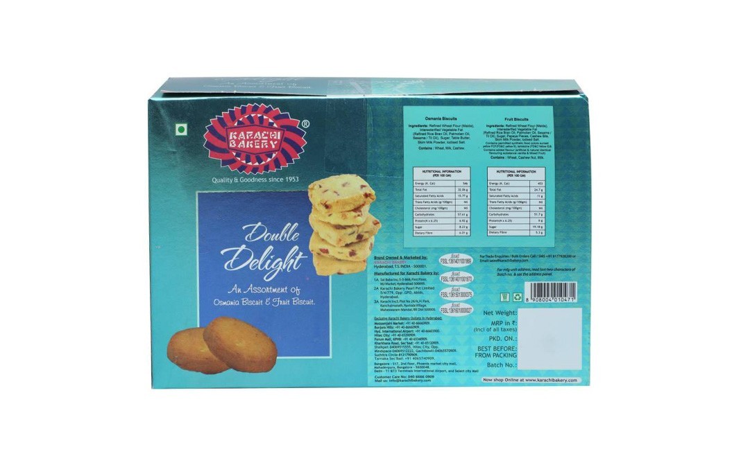 Karachi Bakery Double Delight, An Assortment of Osmania & Fruit Biscuit   Box  400 grams